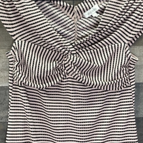 🆕 Anthropologie Stripes Blouse. Pink & Black . Ribbed Fabric. NWT - Picture 6 of 11